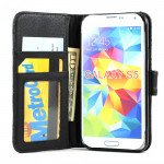 Wholesale Samsung Galaxy S5 Quilted Flip Leather Wallet Case w Stand (Black)